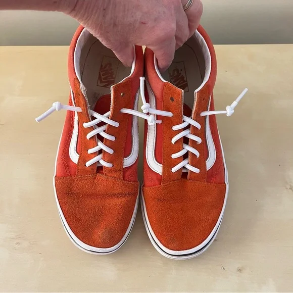 Vans Unisex Orange and White Suede Sneakers - Picture 4 of 13